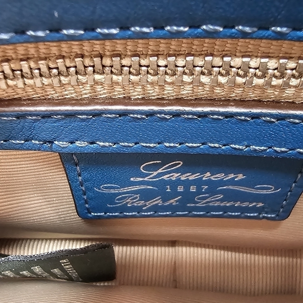 Ralph Lauren Blue Leather Mini Messenger Crossbody Bag - Picture 3 of 15